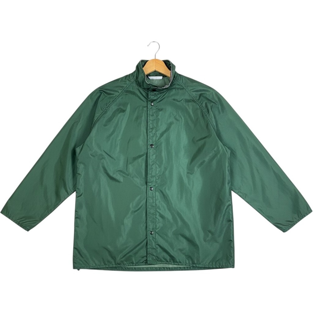 Vintage LL Bean Nylon Windbreaker Jacket Green Hooded Snap Front Women Small